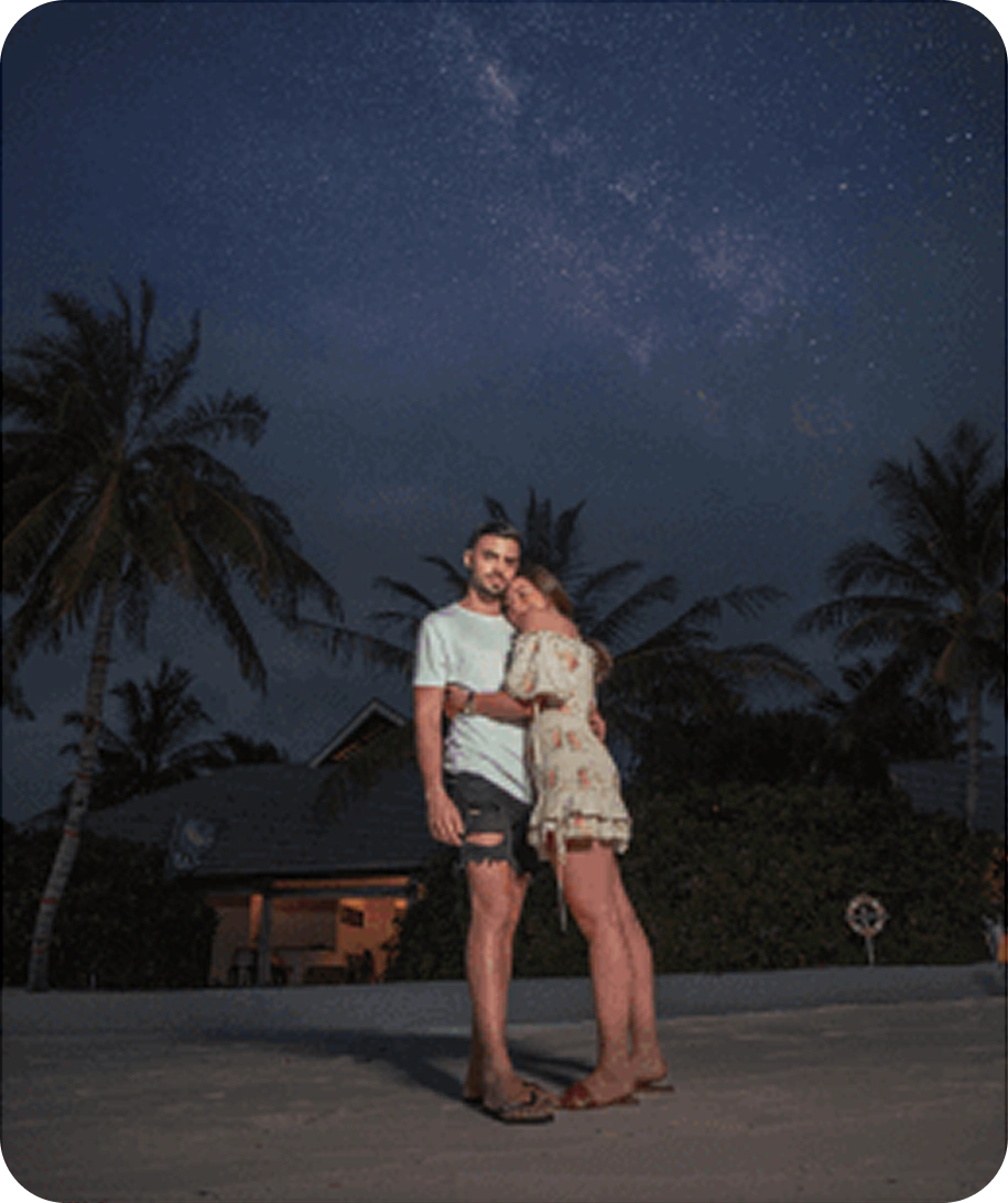 Couple on a night beach